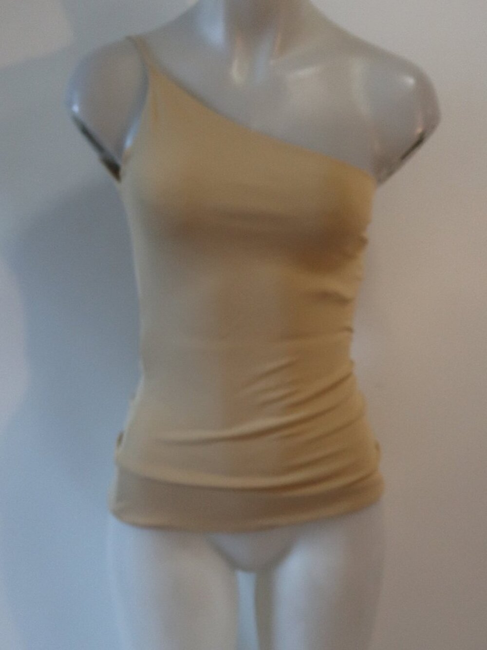 Womens Donna Karan Blk Label Beige (Item-56) One Shoulder Strap Cami Tank Top L
